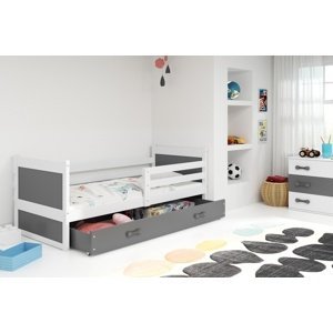 Dětská postel RICO 1 90x200 cm, bílá/grafitová (Volba matrace: Pěnová matrace)