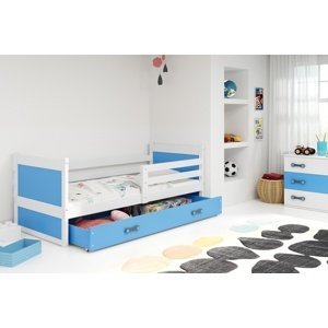 Dětská postel RICO 1 90x200 cm, bílá/modrá (Volba matrace: Pěnová matrace)