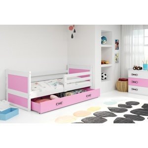 Dětská postel RICO 1 90x200 cm, bílá/růžová (Volba matrace: Pěnová matrace)