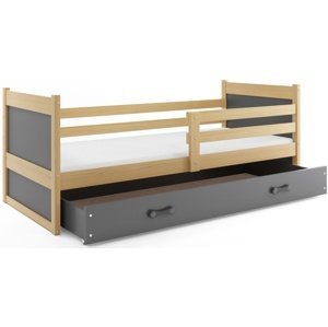 Dětská postel RICO 1 90x200 cm, borovice/grafitová (Volba matrace: Pěnová matrace)