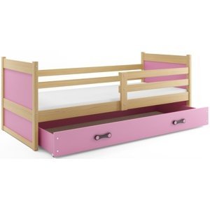 Dětská postel RICO 1 90x200 cm, borovice/růžová (Volba matrace: Pěnová matrace)