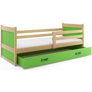 Dětská postel RICO 1 90x200 cm, borovice/zelená (Volba matrace: Pěnová matrace)
