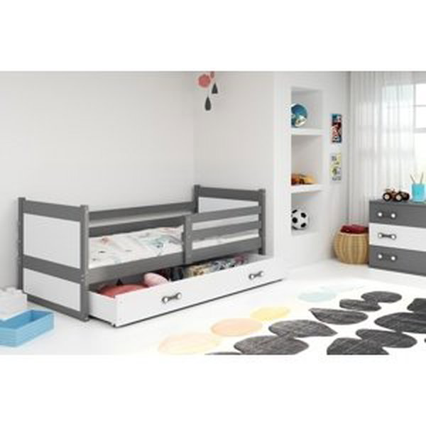 Dětská postel RICO 1 90x200 cm, grafitová/bílá (Volba matrace: Pěnová matrace)