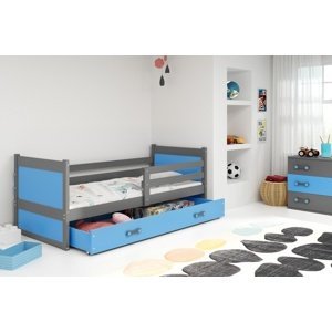 Dětská postel RICO 1 90x200 cm, grafitová/modrá (Volba matrace: Pěnová matrace)