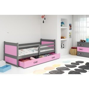 Dětská postel RICO 1 90x200 cm, grafitová/růžová (Volba matrace: Pěnová matrace)