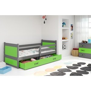 Dětská postel RICO 1 90x200 cm, grafitová/zelená (Volba matrace: Pěnová matrace)