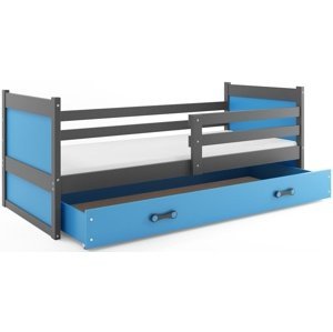 Dětská postel RICO 1 80x190 cm, grafitová/modrá (Volba matrace: Pěnová matrace)