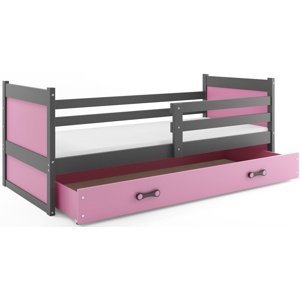 Dětská postel RICO 1 80x190 cm, grafitová/růžová (Volba matrace: Pěnová matrace)