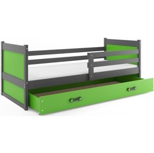 Dětská postel RICO 1 80x190 cm, grafitová/zelená (Volba matrace: Pěnová matrace)