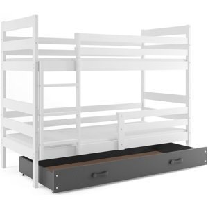 Patrová postel ERYK 90x200 cm, bílá/grafitová (Volba matrace: Pěnová matrace)