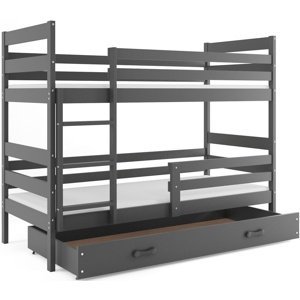Patrová postel ERYK 90x200 cm, grafitová/grafitová (Volba matrace: Pěnová matrace)