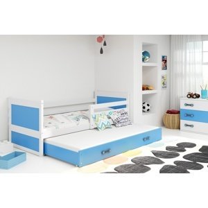 Dětská postel s přistýlkou RICO 2 80x190 cm, bílá/modrá (Volba matrace: Pěnová matrace)