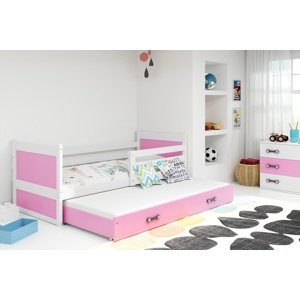Dětská postel s přistýlkou RICO 2 80x190 cm, bílá/růžová (Volba matrace: Pěnová matrace)