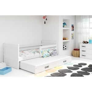 Dětská postel s přistýlkou RICO 2 90x200 cm, bílá/bílá (Volba matrace: Pěnová matrace)