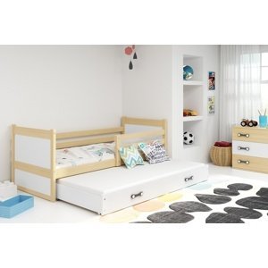Dětská postel s přistýlkou RICO 2 80x190 cm, borovice/bílá (Volba matrace: Pěnová matrace)