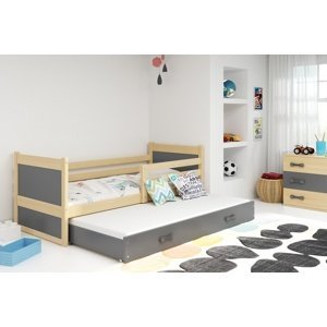 Dětská postel s přistýlkou RICO 2 80x190 cm, borovice/grafitová (Volba matrace: Pěnová matrace)