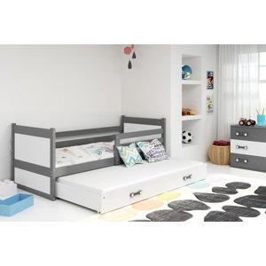 Dětská postel s přistýlkou RICO 2 90x200 cm, grafitová/bílá (Volba matrace: Pěnová matrace)