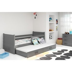 Dětská postel s přistýlkou RICO 2 90x200 cm, grafitová/grafitová (Volba matrace: Pěnová matrace)