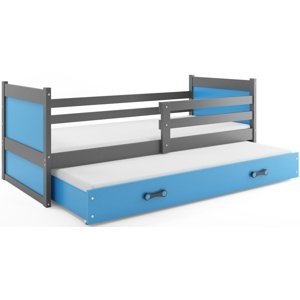 Dětská postel s přistýlkou RICO 2 80x190 cm, grafitová/modrá (Volba matrace: Pěnová matrace)