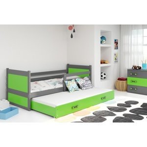 Dětská postel s přistýlkou RICO 2 90x200 cm, grafitová/zelená (Volba matrace: Pěnová matrace)