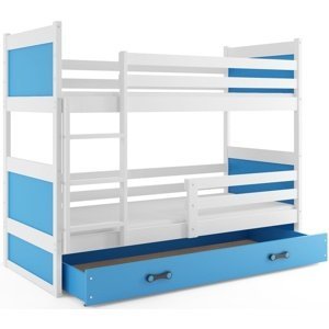 Patrová postel RICO 80x160 cm, bílá/modrá (Volba matrace: Pěnová matrace)