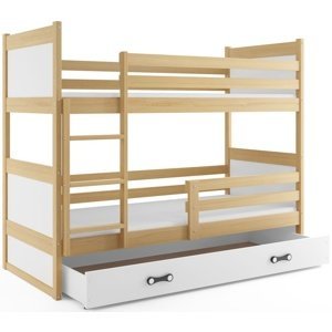 Patrová postel RICO 80x190 cm, borovice/bílá (Volba matrace: Pěnová matrace)