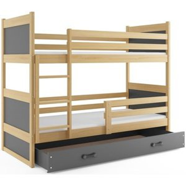 Patrová postel RICO 80x190 cm, borovice/grafitová (Volba matrace: Pěnová matrace)