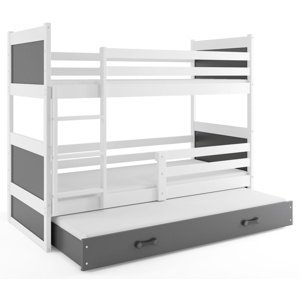 Patrová postel s přistýlkou RICO 3 80x160 cm, bílá/grafitová (Volba matrace: Pěnová matrace)