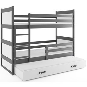 Patrová postel s přistýlkou RICO 3 80x160 cm, grafitová/bílá (Volba matrace: Pěnová matrace)