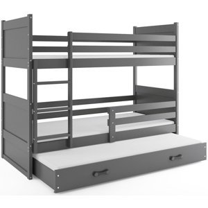 Patrová postel s přistýlkou RICO 3 80x160 cm, grafitová/grafitová (Volba matrace: Pěnová matrace)