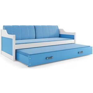 Dětská postel s přistýlkou DAVID 80x190 cm, bílá/modrá (Volba matrace: Pěnová matrace)