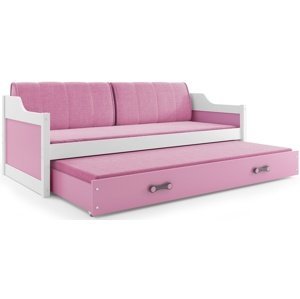 Dětská postel s přistýlkou DAVID 80x190 cm, bílá/růžová (Volba matrace: Pěnová matrace)