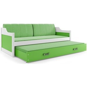 Dětská postel s přistýlkou DAVID 80x190 cm, bílá/zelená (Volba matrace: Pěnová matrace)