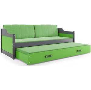 Dětská postel s přistýlkou DAVID 80x190 cm, grafitová/zelená (Volba matrace: Pěnová matrace)