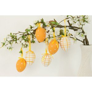 Vajíčko oranžové plastové 6 cm, dekorační na zavěšení,cena za sadu 6 kusů VEL5028