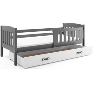 Dětská postel KUBUS 1 90x200 cm, grafitová/bílá (Volba matrace: Pěnová matrace)