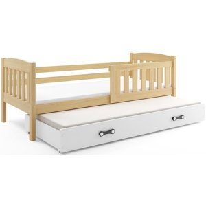 Dětská postel s přistýlkou KUBUS 2 90x200 cm, borovice/bílá (Volba matrace: Pěnová matrace)
