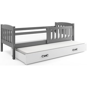 Dětská postel s přistýlkou KUBUS 2 90x200 cm, grafitová/bílá (Volba matrace: Pěnová matrace)