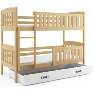Patrová postel KUBUS 90x200 cm, borovice/bílá (Volba matrace: Pěnová matrace)