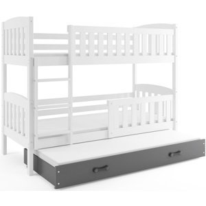 Patrová postel s přistýlkou KUBUS 3 90x200 cm, bílá/grafitová (Volba matrace: Pěnová matrace)