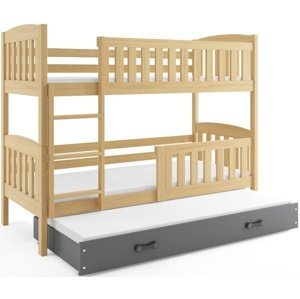 Patrová postel s přistýlkou KUBUS 3 90x200 cm, borovice/grafitová (Volba matrace: Pěnová matrace)