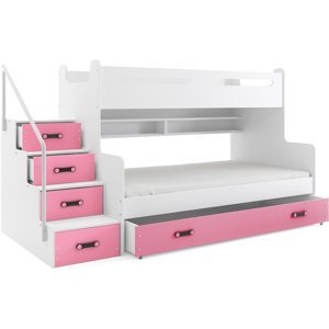 Patrová postel MAX 3 120x200 cm, bílá/růžová