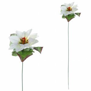 Květina umělá. Poinsécie, vánoční růže , barva bílá - jednohlavá UK-0028, sada 10 ks