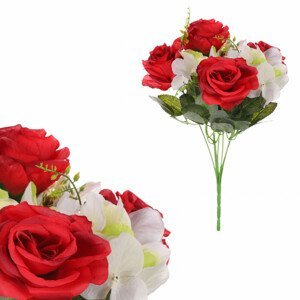 Růže a hortenzie, puget, barva smetanová. Květina umělá. UKA-075