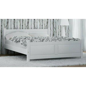 Dřevěná postel Lena 140x200 + rošt ZDARMA (Barva dřeva: Bílá)