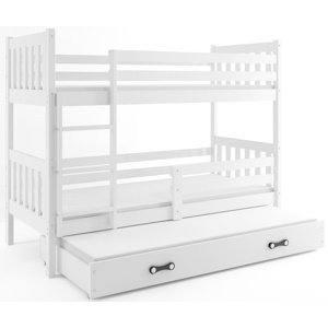 Patrová postel s přistýlkou CARINO 3 80x190 cm, bílá/bílá (Volba matrace: Pěnová matrace)