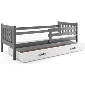 Dětská postel CARINO 1 80x190 cm, grafitová/bílá (Volba matrace: Pěnová matrace)