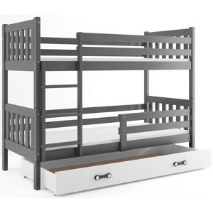 Patrová postel CARINO 80x190 cm, grafitová/bílá (Volba matrace: Pěnová matrace)