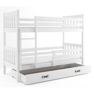 Patrová postel CARINO 80x190 cm, bílá/bílá (Volba matrace: Pěnová matrace)