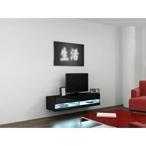 TV stolek Vigo new otevřená 140 cm, černá / černá lesk
